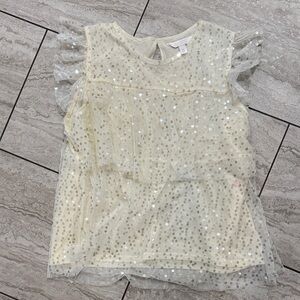 Sequin Embellished Cream Top